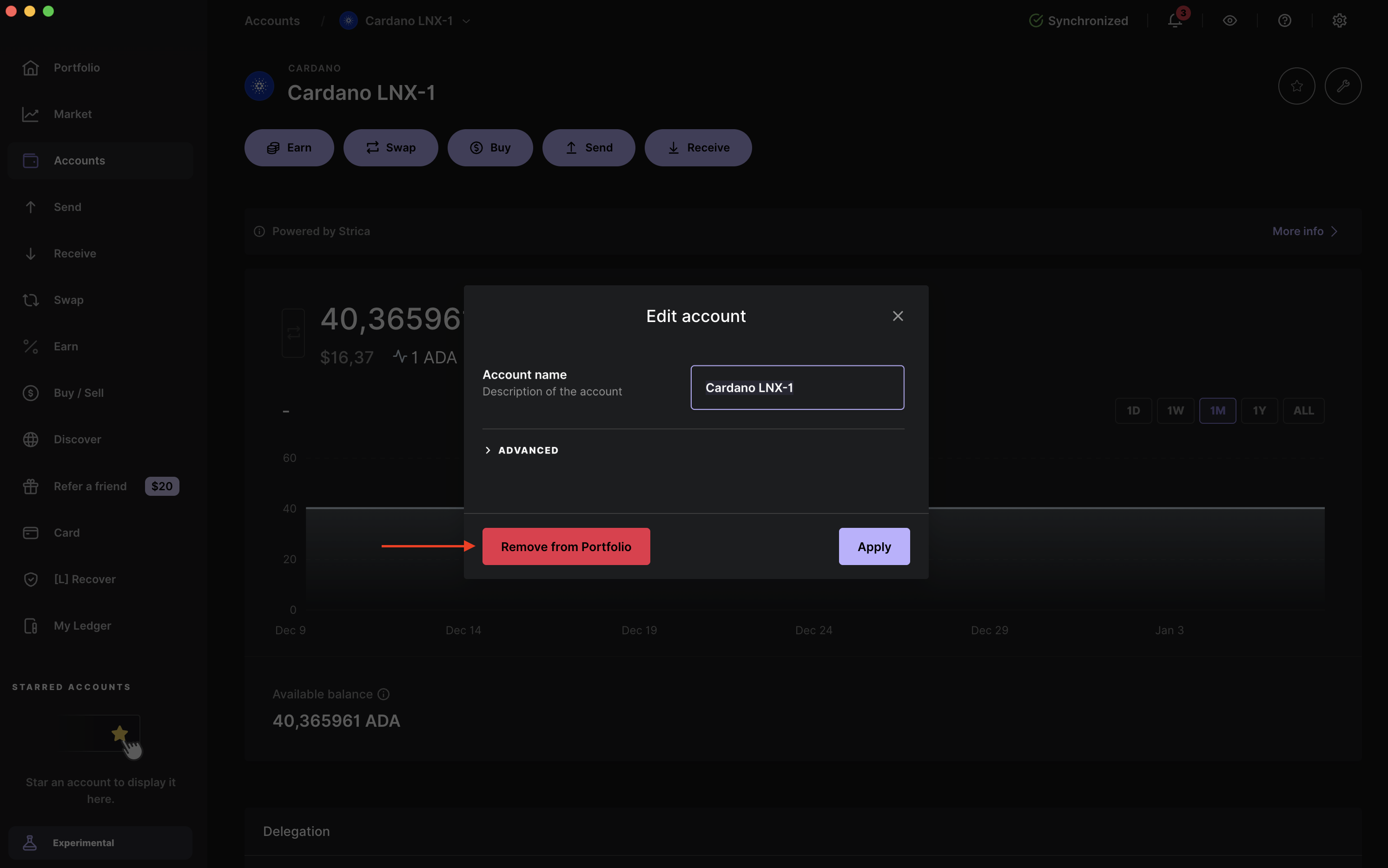 My Cardano (ADA) balance displays 0