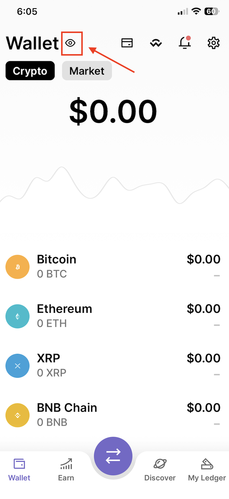 Activating discreet mode in Ledger Wallet™ (formerly Ledger Live)